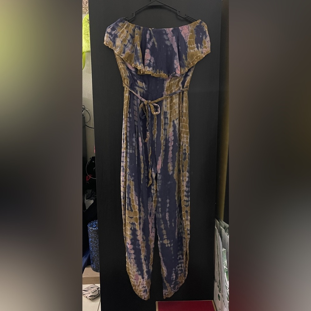 Strapless Tie-Dye Open Side Pant Leg